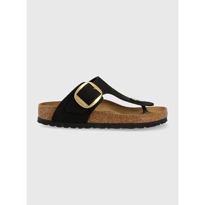 Birkenstock flip flop velúrból Gizeh Big Buckle fekete női lapos