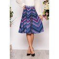 Kék StarShinerS midi magas derekú harang szoknya geometrikus mintával