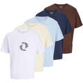 JACK & JONES Póló 'JJWOLFIE' tengerészkék / világoskék / barna / pasztellsárga / orgona