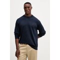Calvin Klein Jeans pamut pulóver könnyű, sötétkék, LV04RC309G