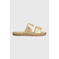 Tommy Hilfiger bőr papucs TH GOLD FLAT ESPADRILLE SANDAL sárga, női, FW0FW07932