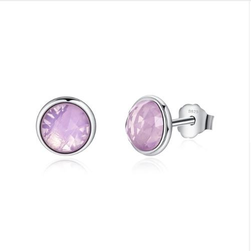 Ékszerkirály Ezüst fülbevaló, cirkónium kristállyal, lila