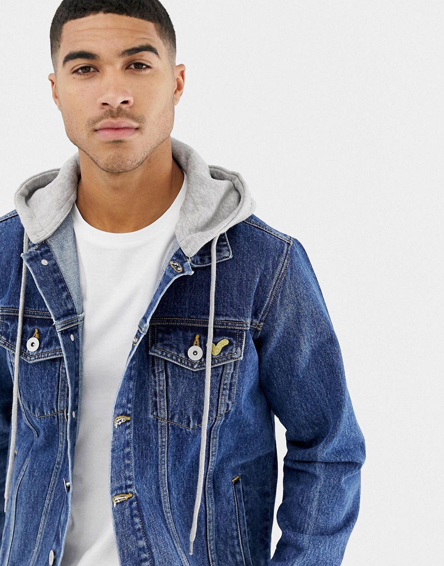 Voi Jeans Denim Jacket With Hood In Mid Blue Blue GLAMI.hu Guess Farmer kabát M92N14 D32S1 Kék Regular Fit • Modivo.hu