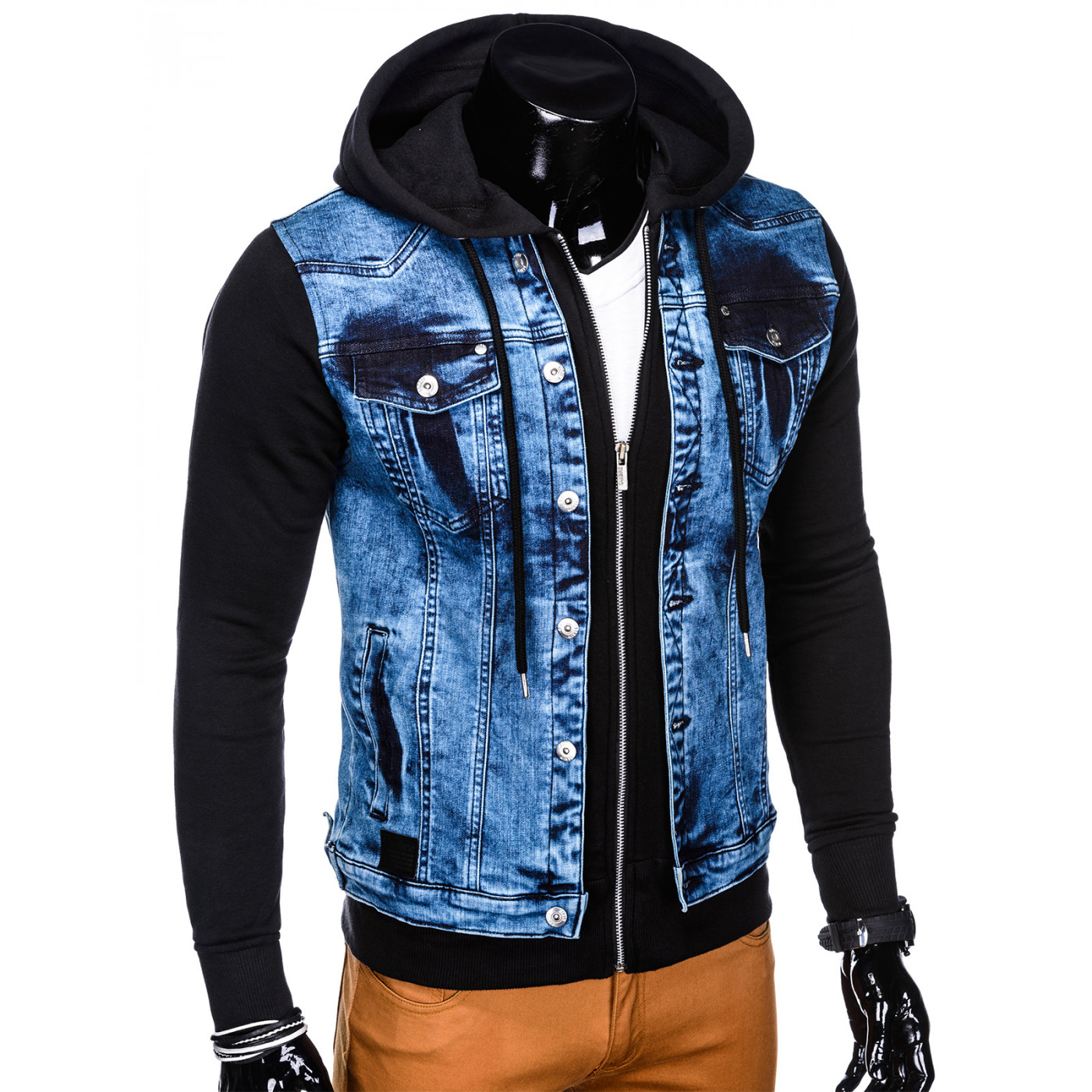 Men's jacket Ombre C322 GLAMI.hu OMBRE Dzseki C322 farmer kék fekete GLAMI.hu