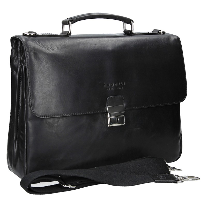 Luxus férfi bőr aktatáska Bugatti Trevor - fekete