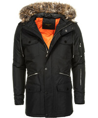 Ombre Clothing Férfi parka kabát szőrmével Discover navy Férfi parka levehető műszőrmével Cruel mustár színü