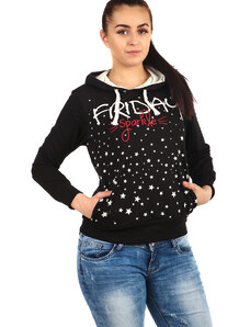 Glara Women's cotton sweatshirt stars and hood