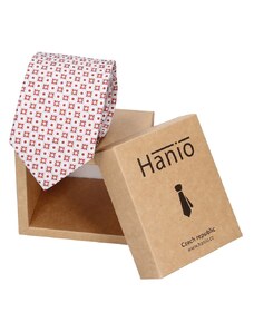 Férfi selyem nyakkendő Hanio Vano - piros és fehér