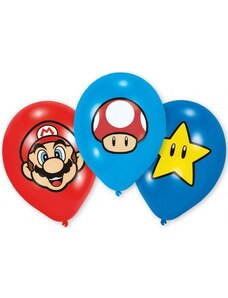 Super Mario léggömb lufi gomba 6 db-os