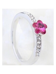 Ékszerkirály Virág alakú gyűrű, Fukszia, Swarovski kristállyal díszített, 5,5