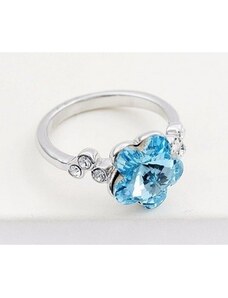 Ékszerkirály Virág formájú gyűrű, Aquamarine, Swarovski kristállyal díszített, 5,5