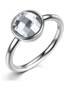 Ékszerkirály Kerek köves ezüst gyűrű, Fehér, 6