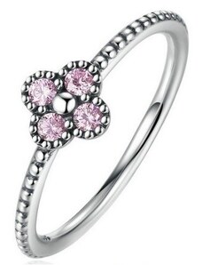 Ékszerkirály Apró virágos ezüst gyűrű, Pink, 6