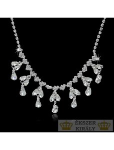 Ékszerkirály Függőkkel és kristállyal díszített nyaklánc, ezüst színű