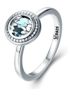 Ékszerkirály Ezüst gyűrű kék kristállyal, 7-es méret