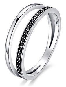 Ékszerkirály Ezüst gyűrű kristályokkal, fekete, 6-os méret