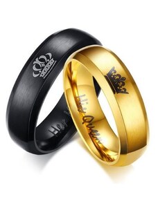 Ékszerkirály Női karikagyűrű, koronás, nemesacél, arany, 7-es méret