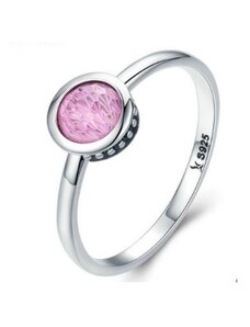 Ékszerkirály Ezüst gyűrű kristállyal, pink, 6-os méret