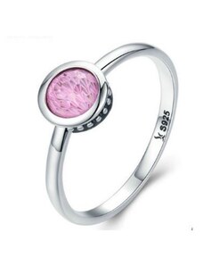 Ékszerkirály Ezüst gyűrű kristállyal, pink, 8-as méret