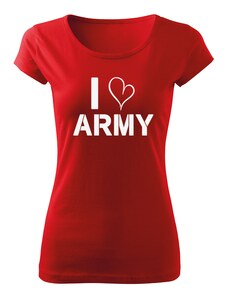 DRAGOWA női rövid ujjú trikó i love army, piros 150g/m2