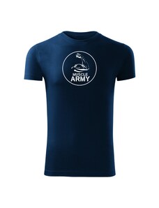 DRAGOWA fitness póló muscle army biceps, kék 180g/m2