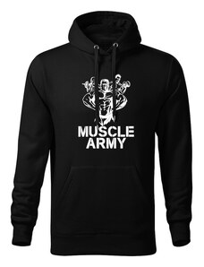 DRAGOWA kapucnis férfi pulóver muscle army team, fekete 320g / m2