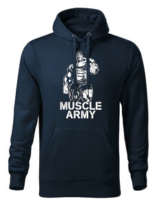 DRAGOWA kapucnis férfi pulóver muscle army man, sötétkék 320g / m2