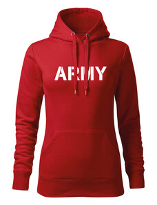 DRAGOWA kapucnis női pulóver army, piros 320g / m2