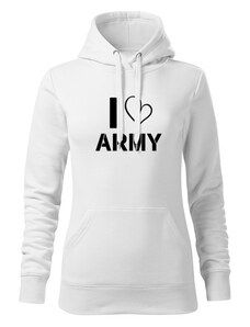 DRAGOWA kapucnis női pulóver i love army, fehér 320g / m2