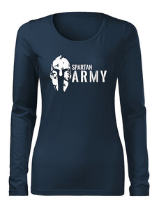 DRAGOWA Slim női hosszú ujjú póló spartan army, sötétkék 160g/m2