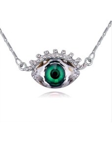 Ékszerkirály Nyaklánc szemet formázó medállal, Swarovski kristállyal díszített, smaragdzöld
