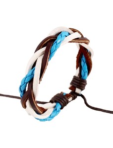 LegyFerfi Fonott bőr karkötő kék színnel