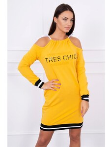 KS TRES CHIC női ruha mustár színben