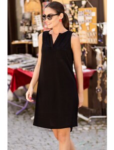 armonika Women's Black Midi Length Dress with Pocket