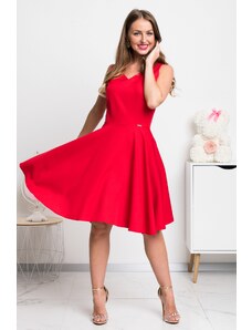 Piros rövid ruha A-vonalú szoknyával
