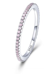 EdenBoutique Pink Crystal Band ezüst gyűrű