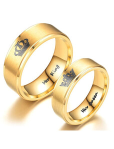 Ékszerkirály Nemesacél női karikagyűrű, "His Queen" felirattal, arany színű, 6-os méret