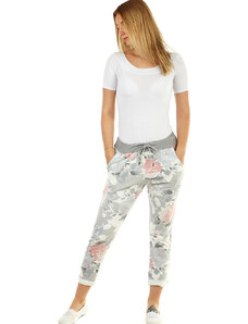 Glara Women's cotton trousers in 7/8 length floral print