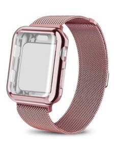 Ékszerkirály Apple watch óraszíj tokkal, nemesacél, 42 mm, rózsaszín