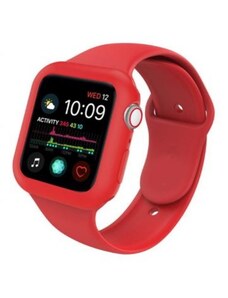 Ékszerkirály Apple watch óraszíj tokkal, szilikon, 42 mm, M, L, piros