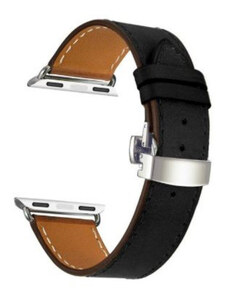 Ékszerkirály Apple watch óraszíj, bőr, 38-40 mm, fekete-ezüst