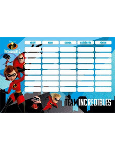LIZZY CARD The Incredibles - A hihetetlen család 2. órarend 175x115mm, kétoldalas, The Incredibles 2 Team