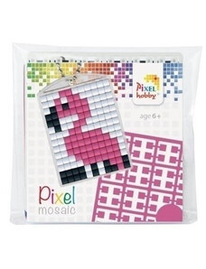 PIXELHOBBY Pixel kulcstartókészítő szett 1 kulcstartó alaplappal, 3 színnel, flamingó