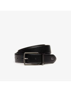 Lacoste Men's Engraved Buckle Reversible Piqué Leather Belt
