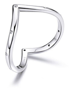 Ékszerkirály Ezüst gyűrű, szív alakú, 6-os méret