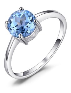 EdenBoutique Kerek kék topáz ezüst gyűrű