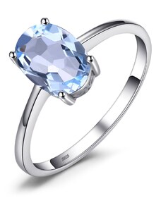 EdenBoutique Ovális kék topáz ezüst gyűrű