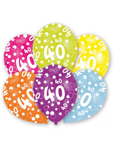 KORREKT WEB Happy Birthday 40 Colorful léggömb, lufi 6 db-os 11 inch (27,5cm)