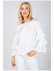 Kesi Lady's blouse with ruffles on the sleeves - white,
