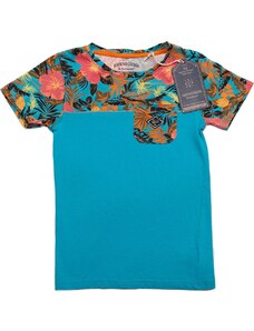BASIC Ebound kék póló fiúknak trópusi mintával